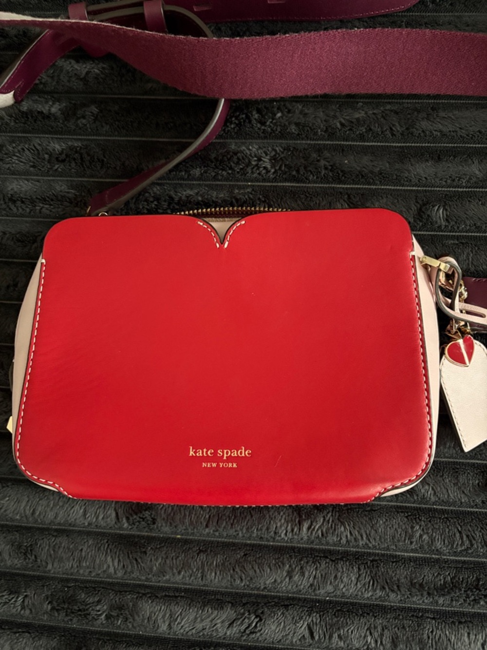 kate spade Red Leather Crossbody with Contrast Trim